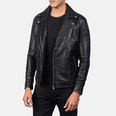 Kegan Black Leather Biker Jacket